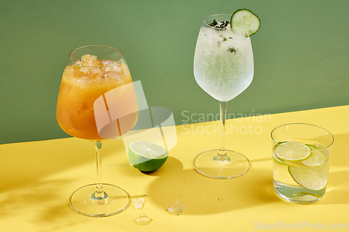 Image of various glasses on colorful background