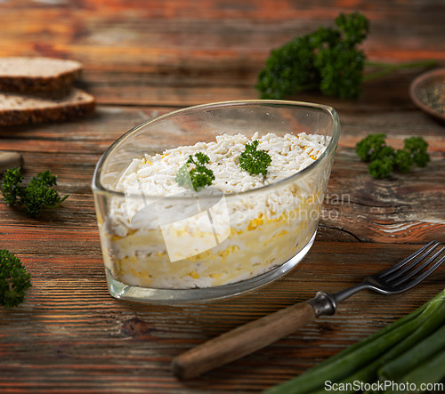 Image of Layered grated cheese with polenta