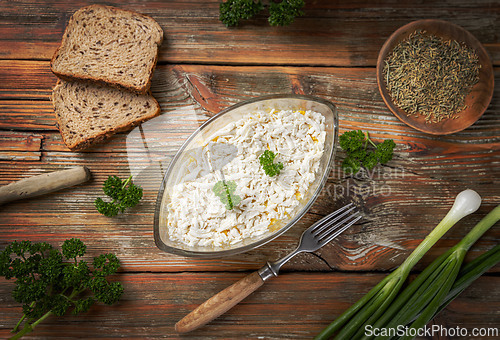 Image of Glass bowl full of polenta