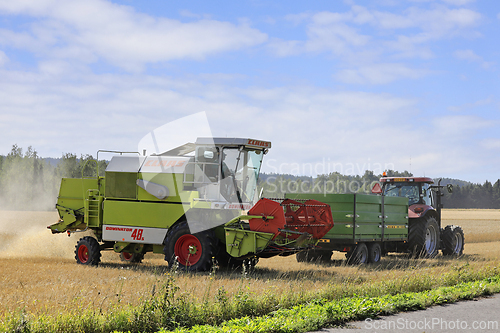 Image of Claas Dominator 48S Combine Harvester and Farm Tractor with Trai