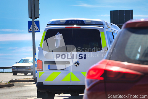 Image of Finnish Police Vehicle in Traffic