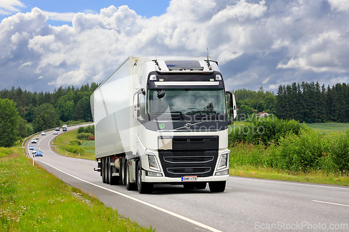 Image of White Volvo FH Truck Semi Trailer Road Transport
