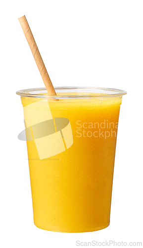 Image of yellow smoothie in take away cup
