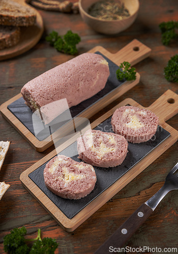 Image of Ham roll with egg filling sliced