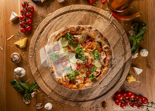 Image of Italian pizza with courgette