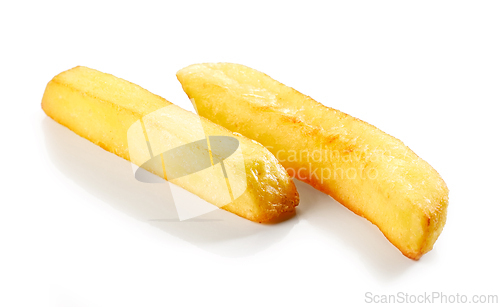 Image of fried potatoes on white background