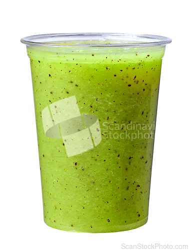 Image of fresh green kiwi and melon smoothie 