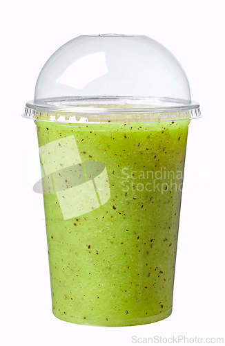Image of fresh green kiwi and melon smoothie 