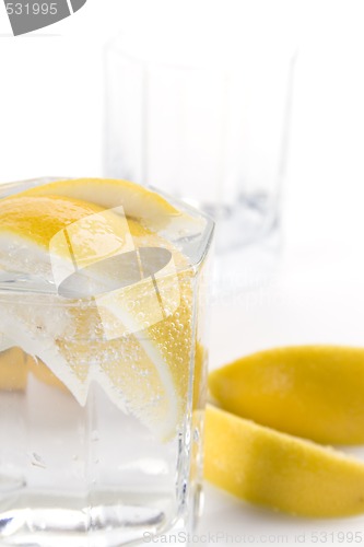 Image of soda water and lemon slices