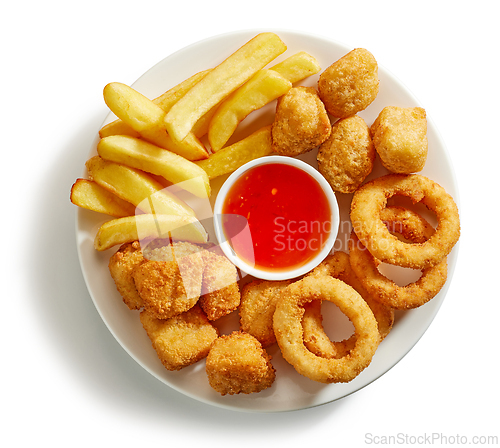 Image of plate of various fried snacks