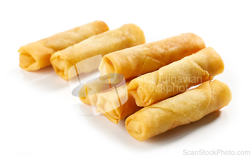 Image of fried springrolls isolated on white
