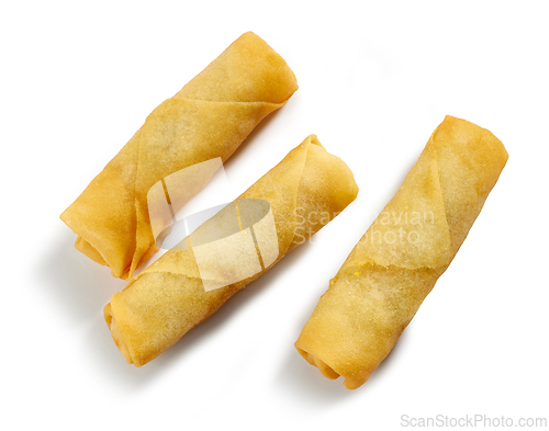 Image of fried springrolls isolated on white background