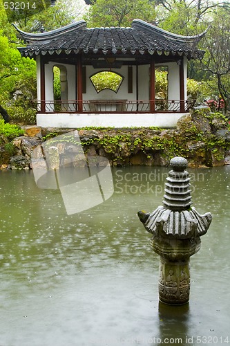 Image of Chinese Garden in the Rain