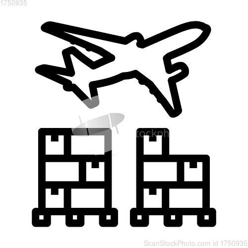 Image of Boxes On Pallet Under Airplane