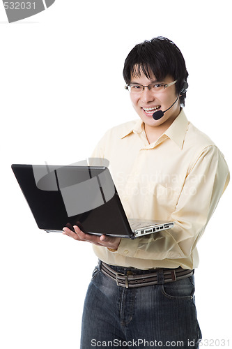 Image of Asian businessman with laptop