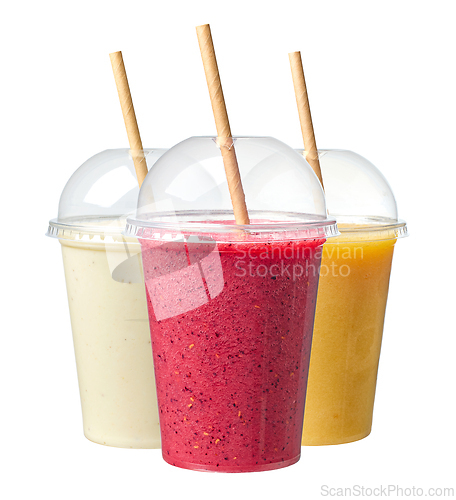 Image of various smoothies in take away cups