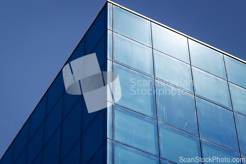 Image of Fragment of a blue glass building