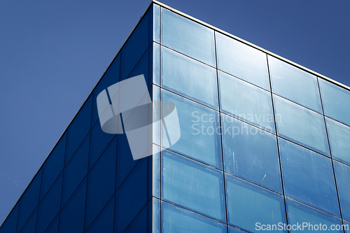 Image of Fragment of a blue glass building