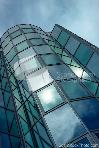 Image of Fragment of a blue glass building