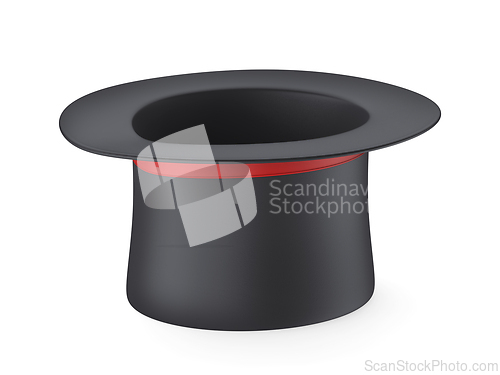 Image of Magician&rsquo;s top hat with a red ribbon