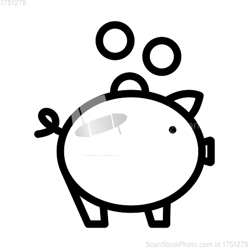 Image of Golden Coins Fall In Piggy Bank Icon