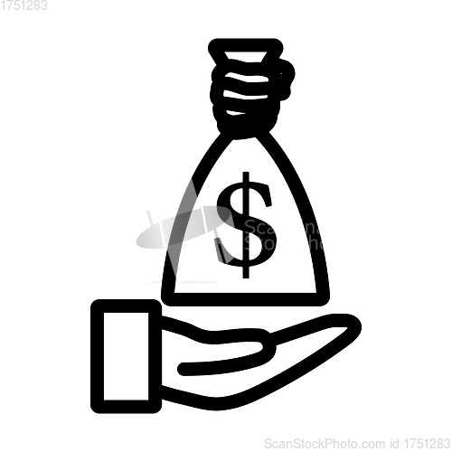 Image of Hand Holding The Money Bag Icon