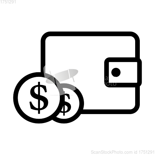 Image of Two Golden Coins In Front Of Purse Icon