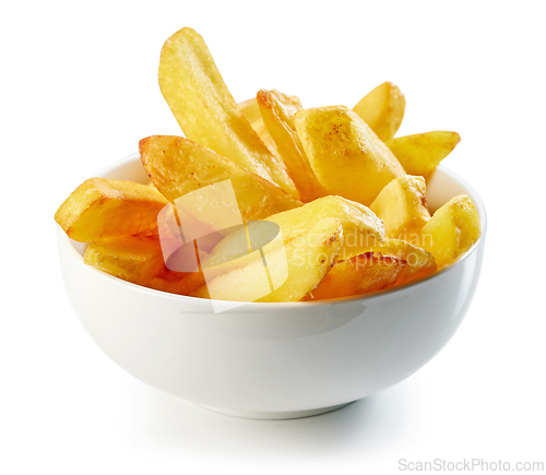 Image of fried potatoes on white background