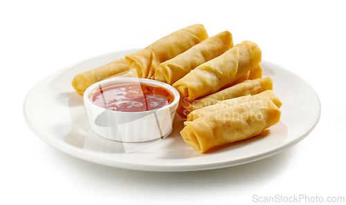 Image of ffried springrolls isolated on white