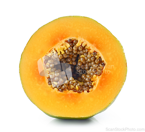 Image of fresh ut of ripe halved papaya
