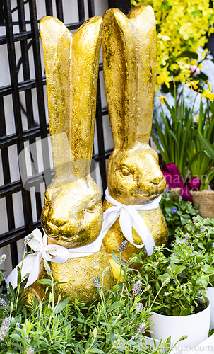Image of Two Golden Easter Bunnies