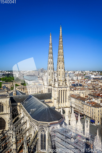 Image of City of Bordeaux and Saint-Andre Cathedral Aerial view, France