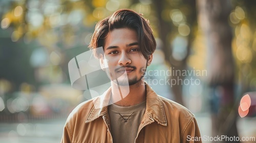 Image of Adult Indian Man with Brown Straight Hair 1990s style Illustration.