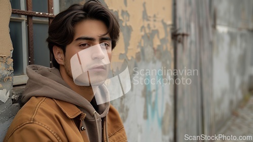 Image of Adult Latino Man with Brown Straight Hair 1990s style Illustration.
