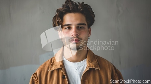 Image of Adult Latino Man with Brown Straight Hair 1990s style Illustration.