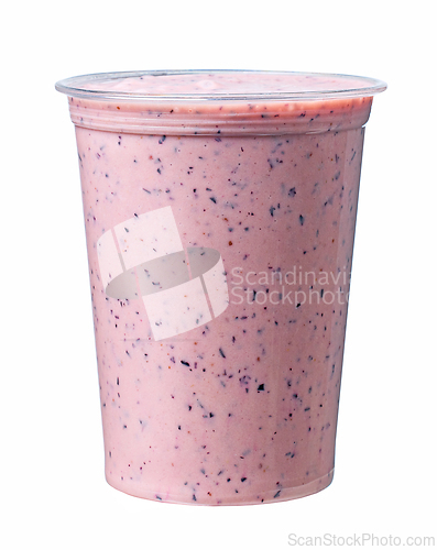 Image of glass of fresh blueberry and jogurt smoothie