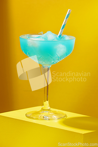 Image of glass of blue cocktail