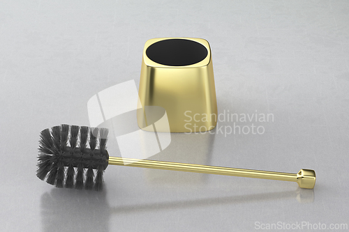 Image of Golden toilet brush with holder
