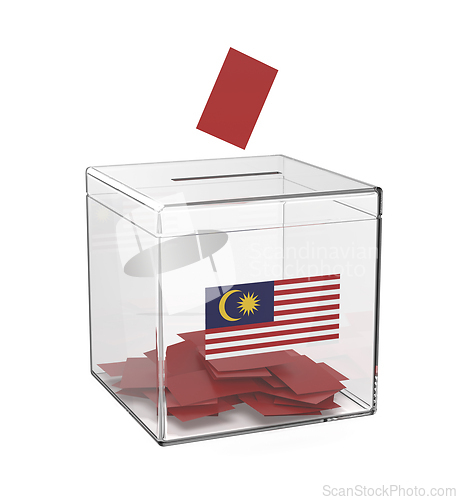 Image of Ballot box with the national flag of Malaysia