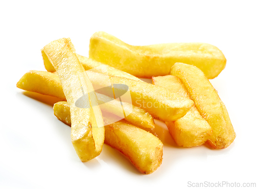 Image of fried potatoes on white background