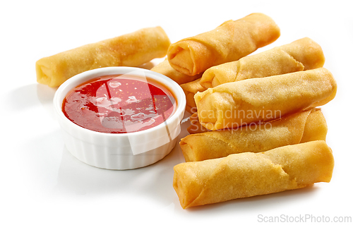 Image of fried springrolls isolated on white