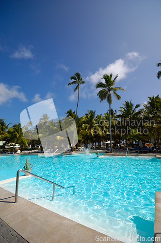 Image of Swimming pool with palm trees