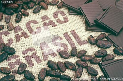 Image of Cacao beans and hessian