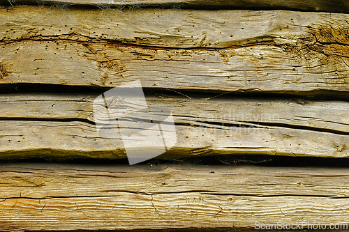 Image of Close-up of aged wooden logs showcasing natural textures and pat