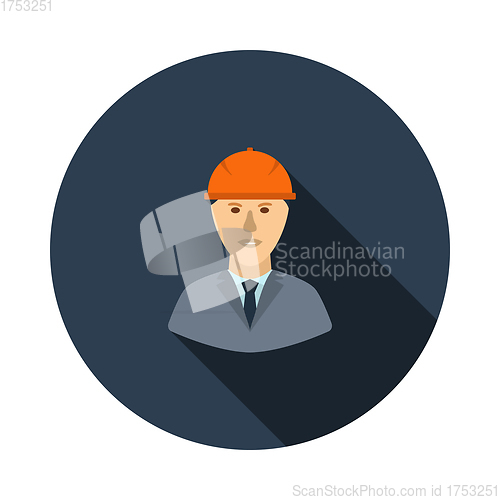 Image of Icon Of Construction Worker Head In Helmet