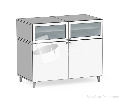 Image of Sketch of living room cabinet
