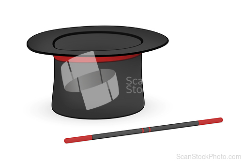 Image of Sketch of magician top hat and wand