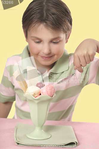 Image of Tucking into a sundae