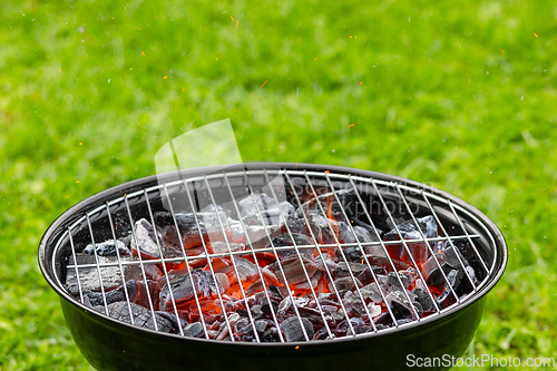 Image of burning charcoal grill