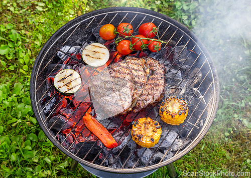 Image of beef steak and vegetables
